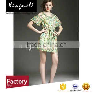 Custom Digital Printed Silk Linen Blend Fabric for Garment/dress thumbnail-1