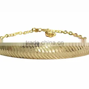 Stylish Artificial 18kt Bangle Bracelet With Extension Chain Gold Plated thumbnail-1