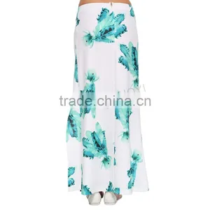 MGOO Top Quality Cheap Price Long Maxi Skirts For Women White Split With Block Print Ladies Skirts 15146B514 thumbnail-5