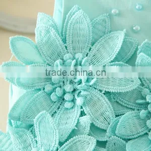 New India and Pakistan Clothing Child Green Handmade Flower Wedding Dress Sweet Girl Fluffy Party Dresses thumbnail-5