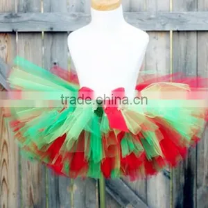 HOT SALE Holiday Sale Girls Fluffy Ribbon Santa Skirt Baby Red and Green Tutu Christmas Petti Tutu thumbnail-1
