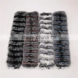 Super Long 150cm Winter Trendy Real Fox Fur Scarves Long Fox Fur Muffler Black and White Striped Fox Fur Scarf Zebra Scarves thumbnail-3