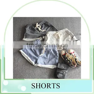 High Quality Summer Womens Sports Shorts Casual Shorts Pure Cotton Terry Flanging Wide-legged Pants thumbnail-1