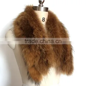 Myfur Natural Color Knitted Raccoon Fur Collar Factory Wholesale Fur Hood thumbnail-2