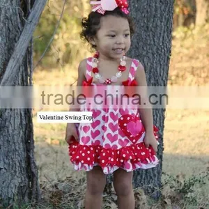 Baby New Valentine Swing Tops Swing Outfits With Matching Necklace and Bows thumbnail-3