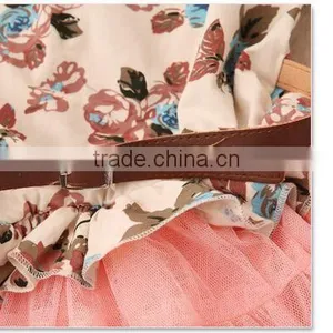 Free Shipping New Girls Baby Kids Toddlers Summer Floral Print Dress Bow Sleeveless Long Sleeve Tutu Dress Children's Clothing thumbnail-4