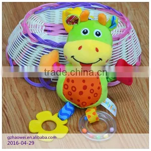 Cute Cow & Monkey Bell & Rattle Insert Baby Educational Plush Toys Baby Gifts thumbnail-1
