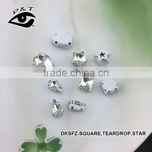 Sew on Crystal in Metal Setting Square Drop Pearl in Setting thumbnail-2