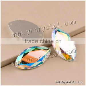 Sew on Fish Eye ab Rhinestones Beads Crystal Glass Beads AB Color With Two Holes or Not thumbnail-5
