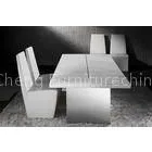Modern Gray Natural Marble Dining Table With Marble Top And Chairs thumbnail-1