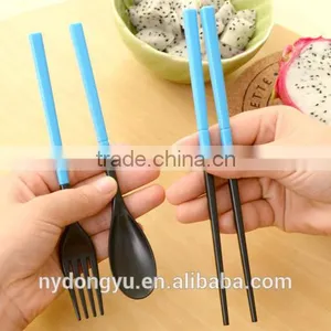 ABS Portable Chopstick Spoon Fork 3 Piece Set Ableware/Lidg Travel 3 Piecer Set Wheat Straw /f Dining Tableware thumbnail-3