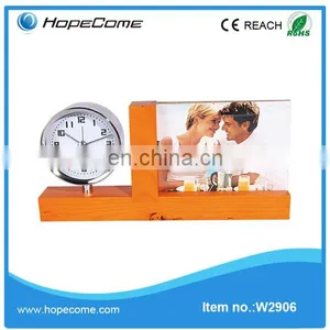 Wooden Combination Photo Frame Wedding Gift Clock (W2906) thumbnail-1