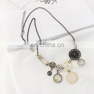 Fashion Creative Statement Long Female Exaggerated Personality Gear Clock Vintage Style Necklace thumbnail-1
