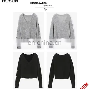 Girl Long Sleeves With Buttons Knit Pullover Sweater thumbnail-4