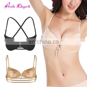 Nude Crisscross Back Push Up Wireless Seamless Latest Fashion Sexy Bra thumbnail-1