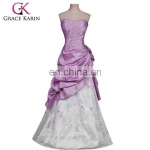 Grace Karin Long Strapless Purple and White Burgundy Quinceanera Dresses Cheap CL2519 thumbnail-1