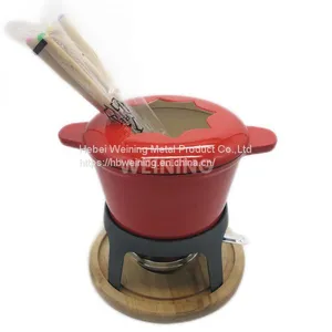 Enamel Cast Iron Fondue Set thumbnail-1