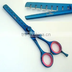 Hair Thinning Scissors Blue Titanium Coated 5.5" thumbnail-1