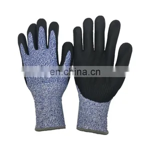 Customized 13 Gauge Industrial PU HPPE Knitting Anti Cut Resistant Level 5 Working Safety Gloves For Men thumbnail-1