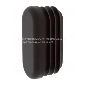 30x15mm Oval Plastic Pipe Plug End Plugs Black PE for Furniture thumbnail-2