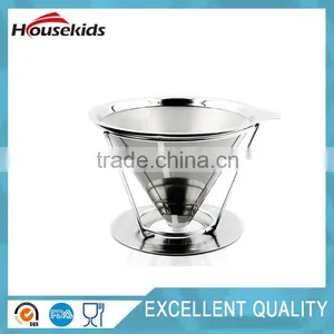 Pour Over Coffee Cone Dripper, Permanent and Reusable Stainless Steel Filter With Cup Stand thumbnail-2
