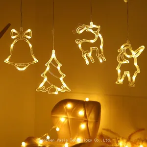 Window Suction LED Christmas Lights - Elk/Star Shapes, String Style for Tree & Wall Decoration thumbnail-2