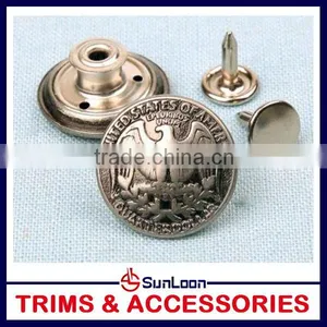 China Manufacture Best Selling Fashionable Metal Jeans Button thumbnail-1