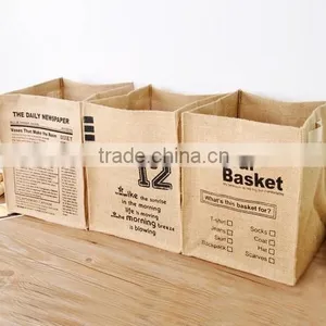Jute Fabric Organizer Box Clothing Laundry Basket Toy Storage thumbnail-1