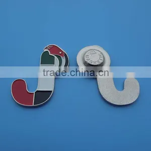 Letter J Shape Lapel Pin Badge Silver Brooch thumbnail-1