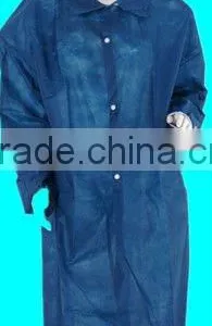 Disposable Non Woven PP Lab Coat Without Pockets Open Cuff 4snaps 18gsm-60gsm thumbnail-1