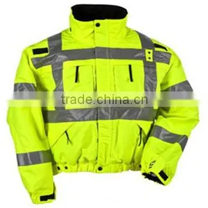 Workwear Industrial Hi-vis Fluorescent Yellow Padded Bomber thumbnail-1