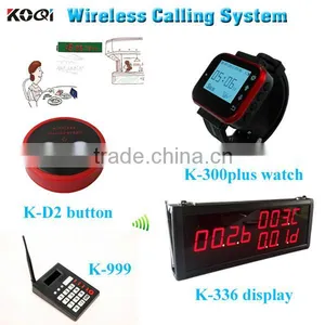 Service Call Bell Pager System 433mhz Wrist Watch Receiver Table Buzzer Button With 2-key thumbnail-1