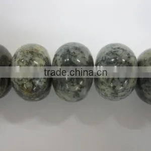 Natural Moss Opal Roundel Bead Mineral Gemstone for Jewelry Making thumbnail-1