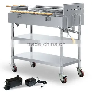 (Australia Style) Stainless Steel Outdoor Charcoal BBQ's Grill Trolley Rotisserie Spit With Variable Speed Motor 220V/110V thumbnail-1
