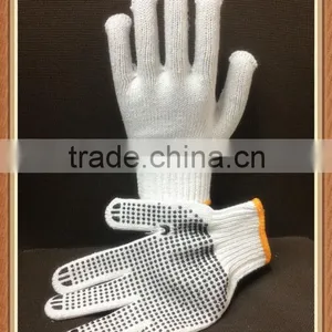 PVC Dotted Cotton Yarn Gloves,bleached White PVC Dotted Working Weight Gloves thumbnail-1