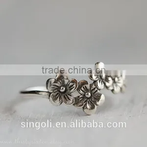 Sterling Silver Jewelry Cherry Blossom Flower Ring thumbnail-1
