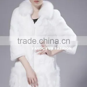 Rex14023 Elegant Natural White Short Rex Rabbit Fur Coat thumbnail-1