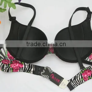 Adult Women Satin Rose Print Sex Underweasr Bra Pictures thumbnail-2