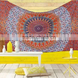 Twin Ombre Mandala Tapestry Wall Hanging Wholesale Printed Indian Tapestries Hippie Dorm Dcor Bohemian Cotton Bedspread thumbnail-1