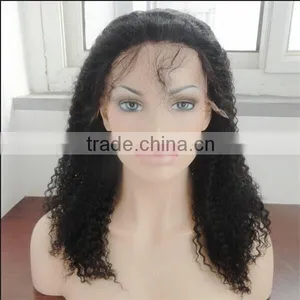 Full Lace Cap 100% Indian Remy Human Hair Kinky Curl Curly Wig 20" thumbnail-2