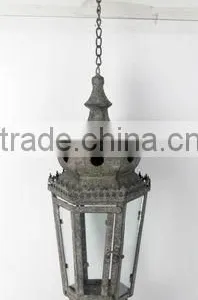 100372MC- Metal Candle Lantern W/chain thumbnail-1