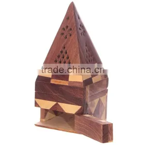 VINTAGE PYRAMID WOODEN INCENSE BURNER-DECORATIVE WOODEN INCENSE NWIB002 thumbnail-1