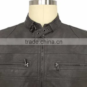 New Washed PU Jacket Fashion Men Leather Jacket thumbnail-3