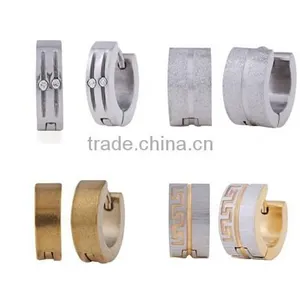 Korean Popular Personality Gold Crystal Stainless Steel Huggie Hoop Stud Earring thumbnail-1