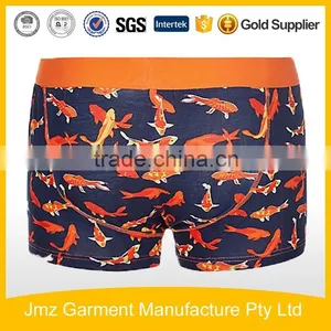 Custom Waistband With Blue Goldfish Print Boxers for Men thumbnail-2