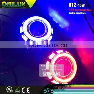 Wholesale U12 12-80V 15W LED Motorcycle Headlight With COB Angel Halo Ring thumbnail-4