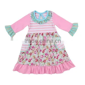 Floral Printed Baby Fall Dresses Latest Children Frocks Designs Baby Girls Party Dress Design thumbnail-1