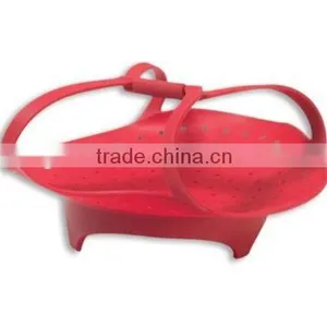 Vegetable Egg Silicone Steamer Portable Food Steamer Basket Interlocking Handles thumbnail-1