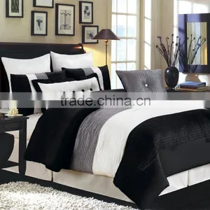 100% Polyester Bedding Sheet With Black & White Stripe for Sale thumbnail-1