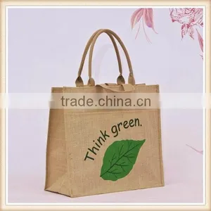 Double Tote Jute Bag With Pocket Front thumbnail-2